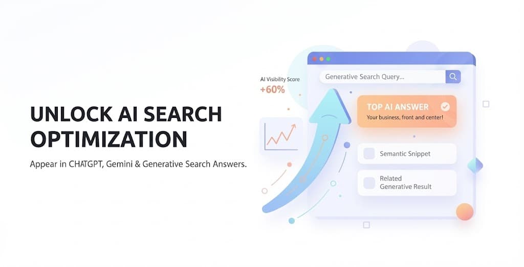 Unlock Your AI Search Ranking Potential - AI Search Optimization Dashboard showing Highest Relevancy, Semantic Match, AI Visibility Boost, Generative Search Results, Gemini Snippet, and ChatGPT Insight
